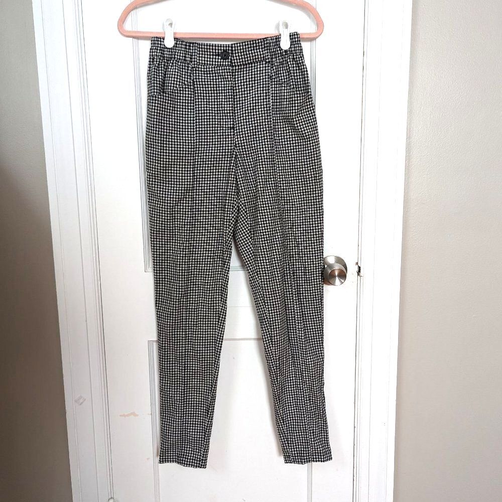 Urban Outfitters | Black & White Gingham Check Slim Ankle Pants Size XS